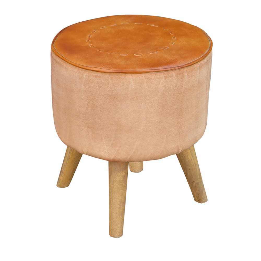Taburete tapizado marrón 38x38x42