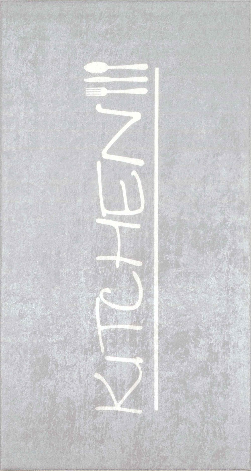 Tapis de cuisine gris motif kitchen 70x180