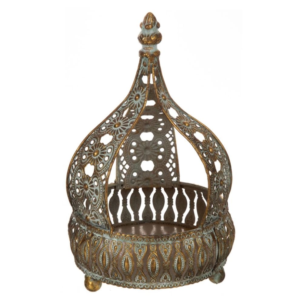 Portavelas de metal dorado 15x15x23.5