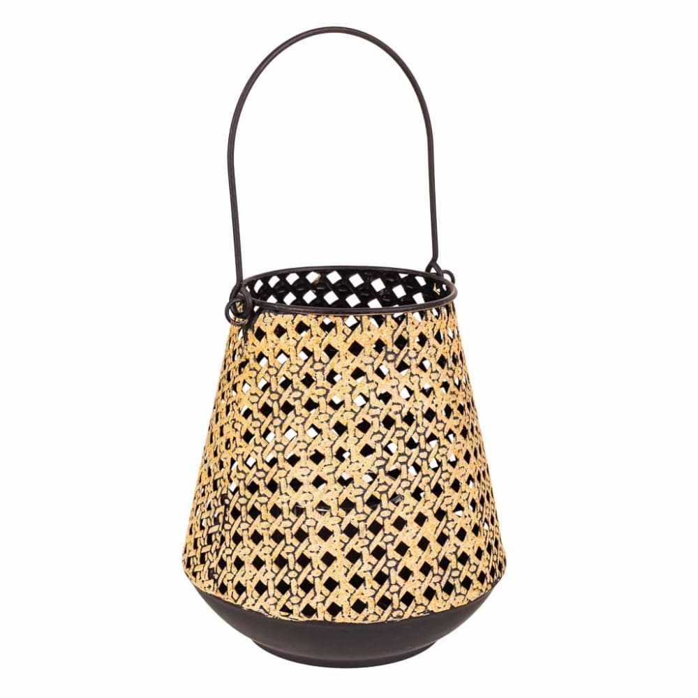 Portavelas de metal dorado 17.5x17.5x19h cm