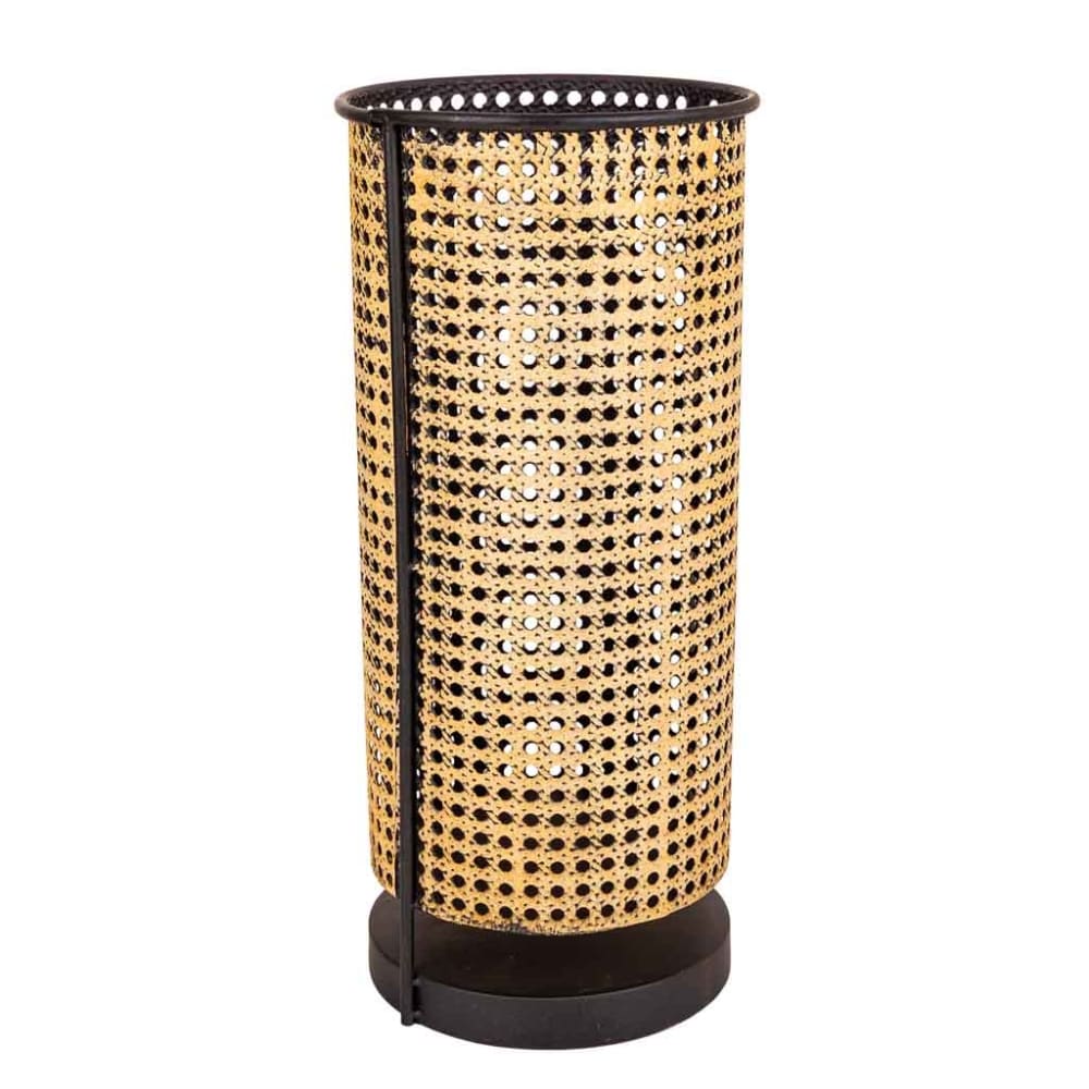 Portavelas de metal dorado 21.5x21.5x48h cm
