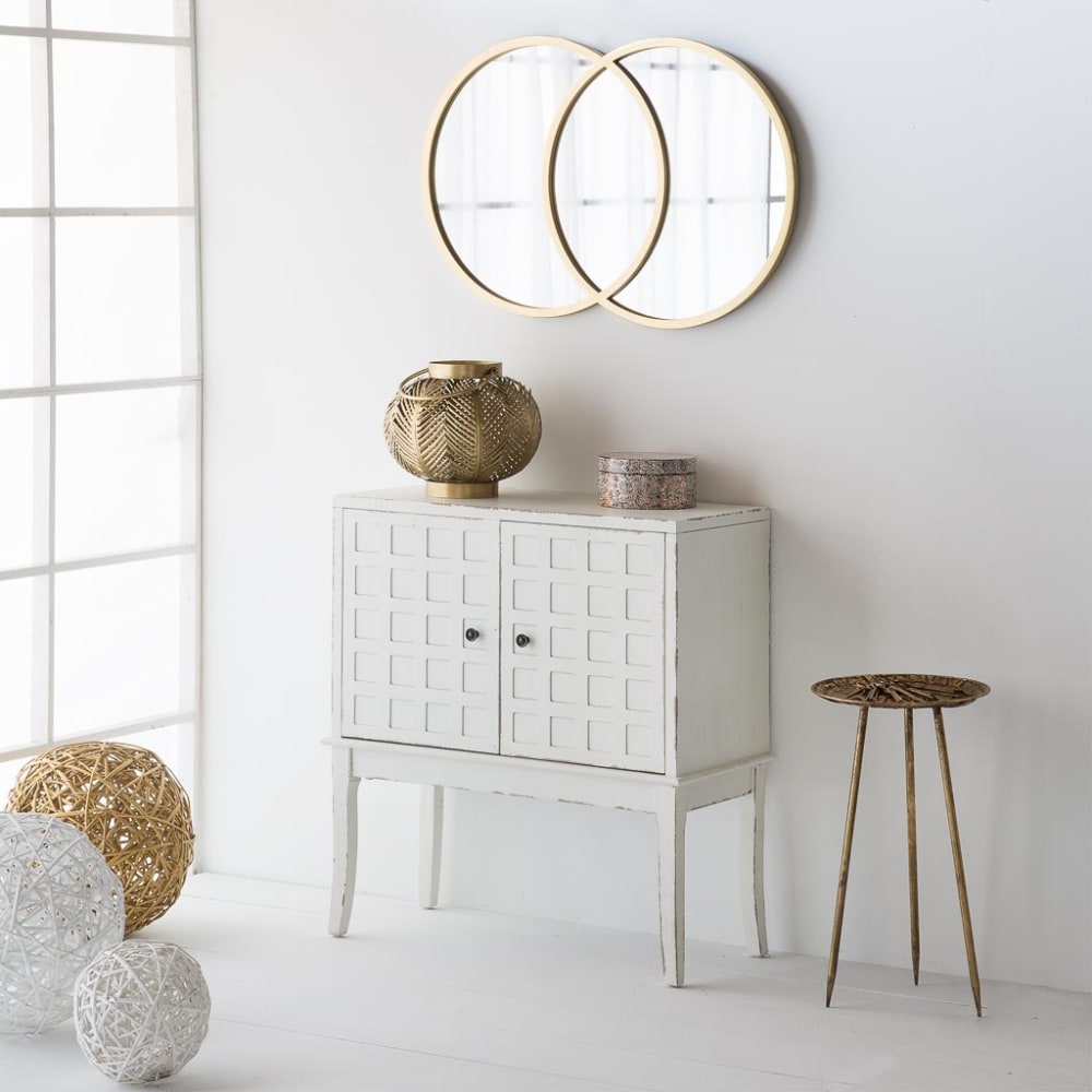 Portavelas de metal dorado 34x34x27h cm - Maisons du Monde