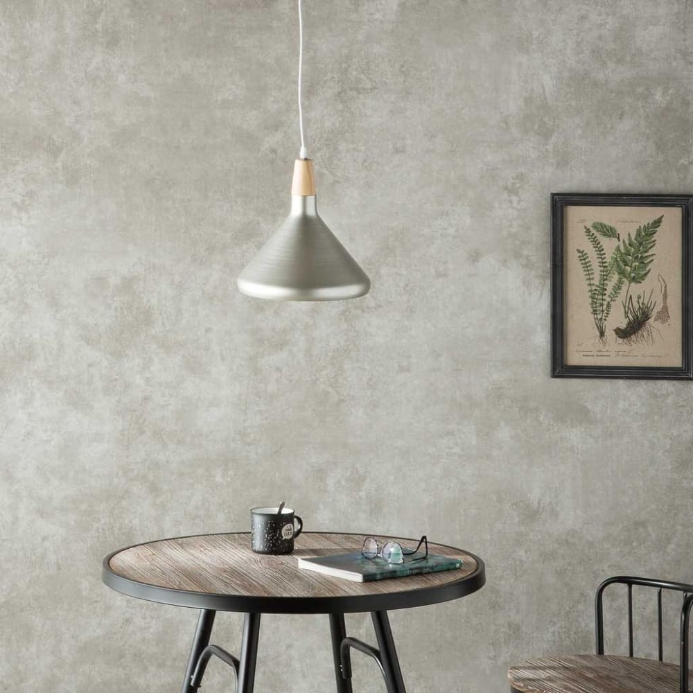 Lámpara de techo de madera y metal plata 27x27x30 - Maisons du Monde