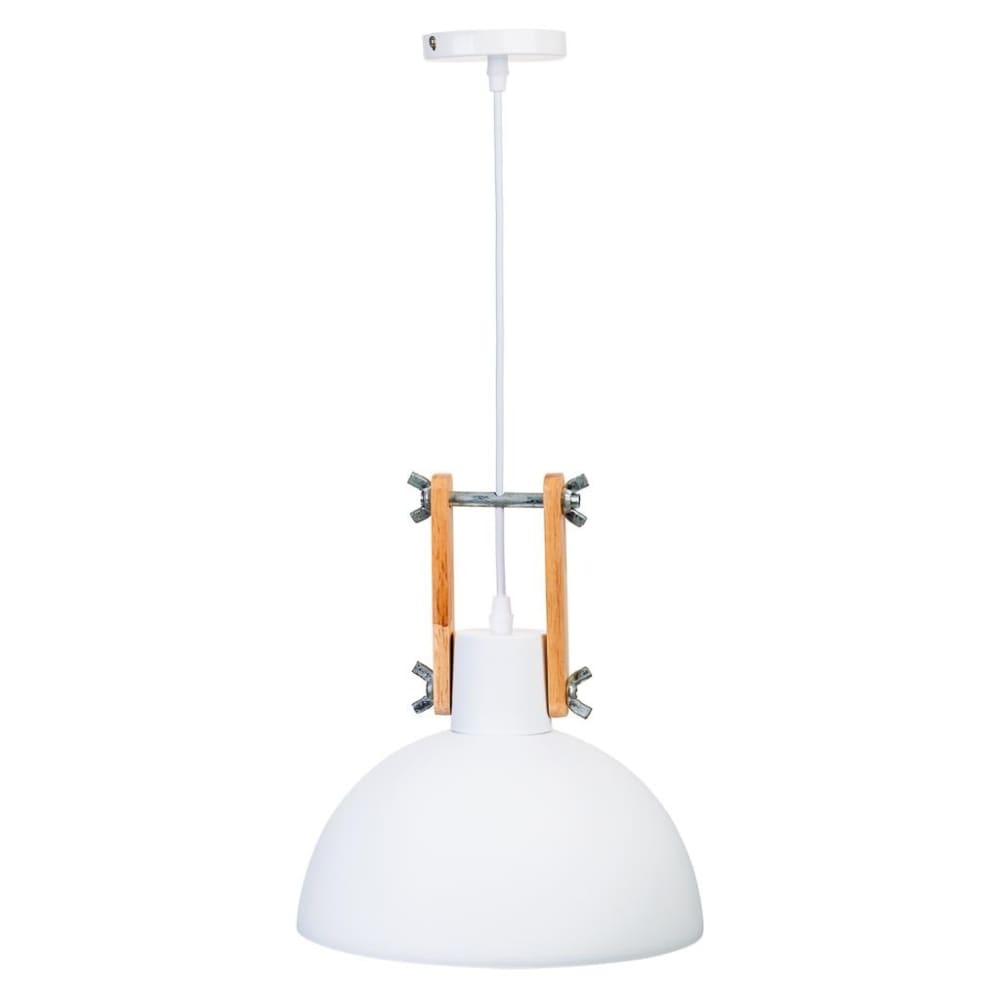 Lámpara de techo de madera y metal blanco 25x25x32h cm