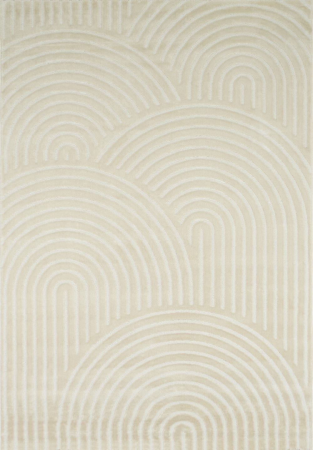 Tapis rectangulaire blanc crème motif arc en relief - 200x290