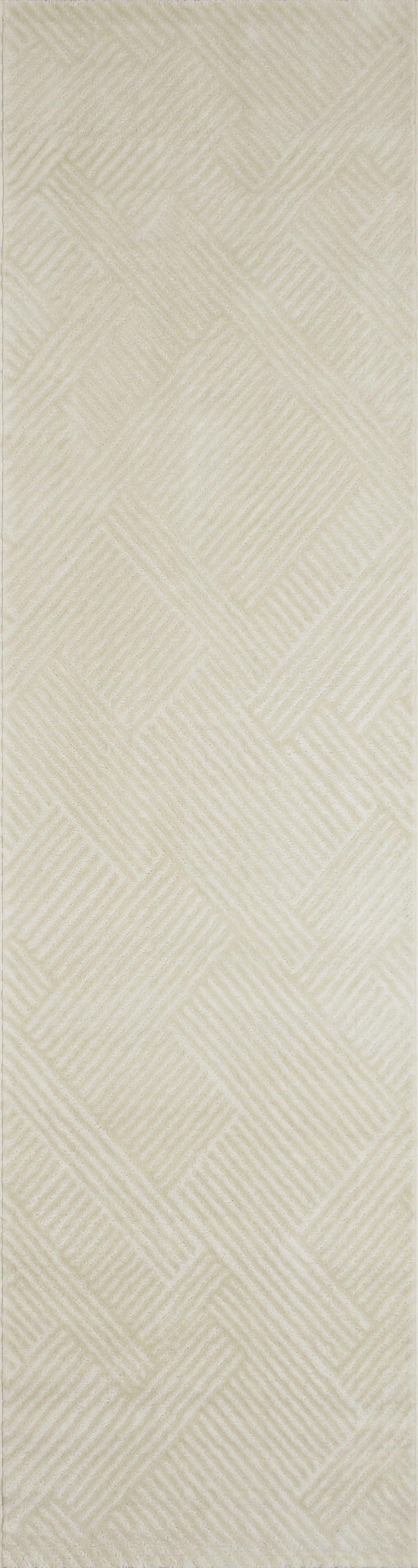 Nazar Cremefarbener Teppich mit geometrischem Muster - 80x300 style modern Weiß Öko-Tex Zertifikat Pvc - Polyvinlychlorid