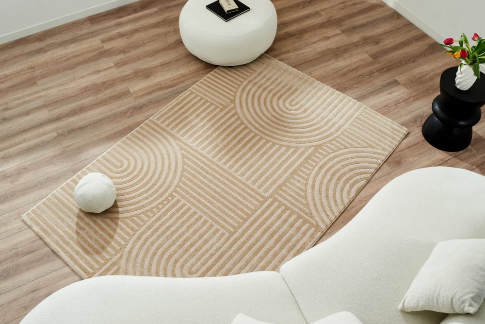 Tapis beige motif arc relief - 120x160 — vue 3