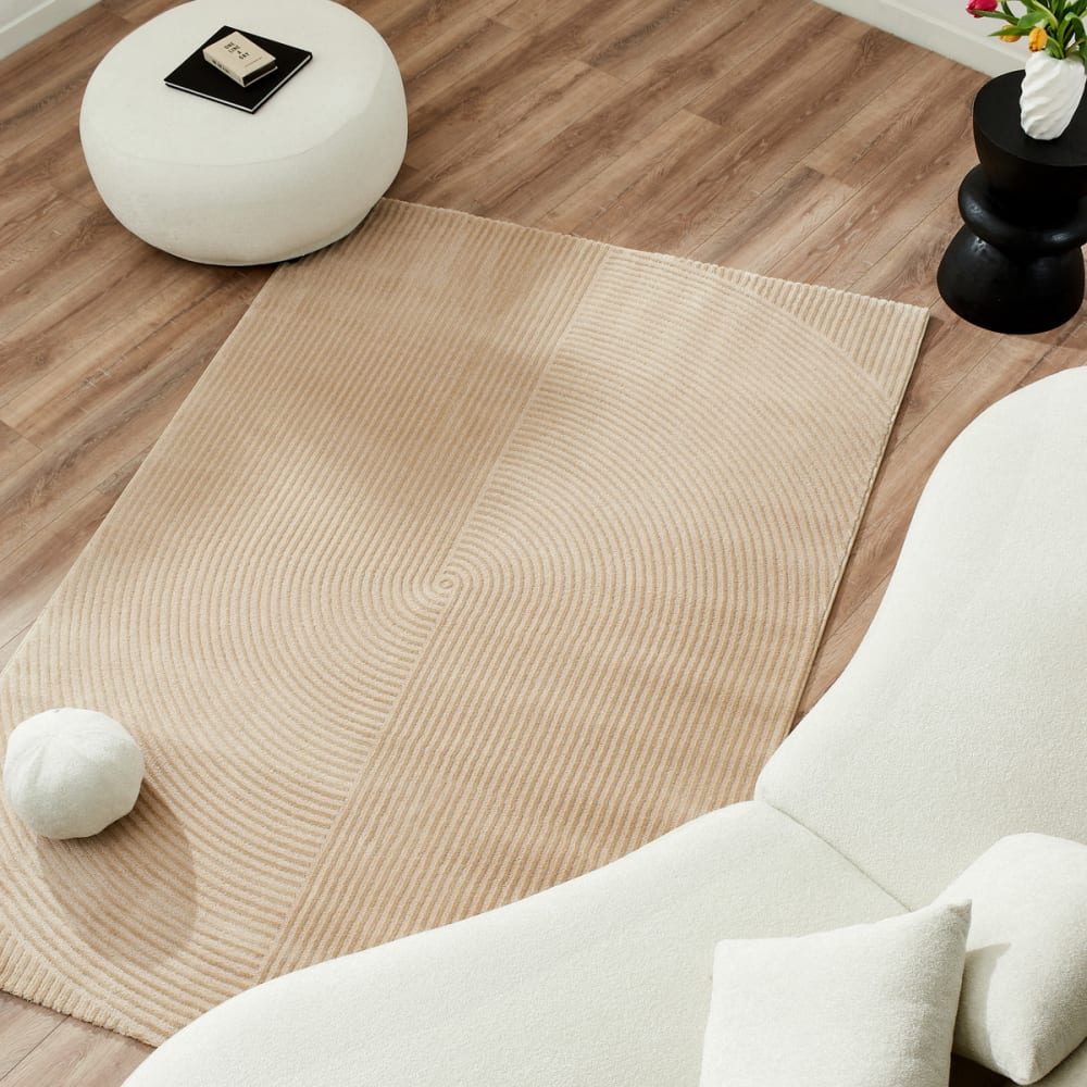 Nazar Beigefarbener Teppich mit erhabenem geometrischem Muster - 120x160 style modern Beige Öko-Tex Zertifikat Pvc - Polyvinlychlorid