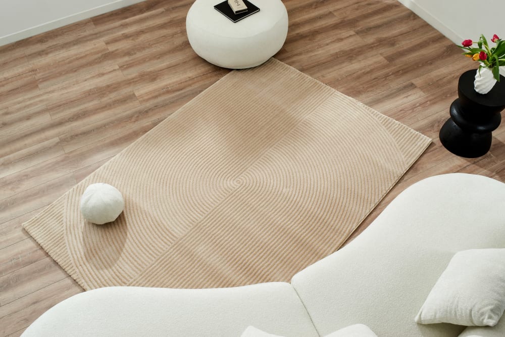 Tapis beige motif géométrique en relief - 120x160 — vue 3