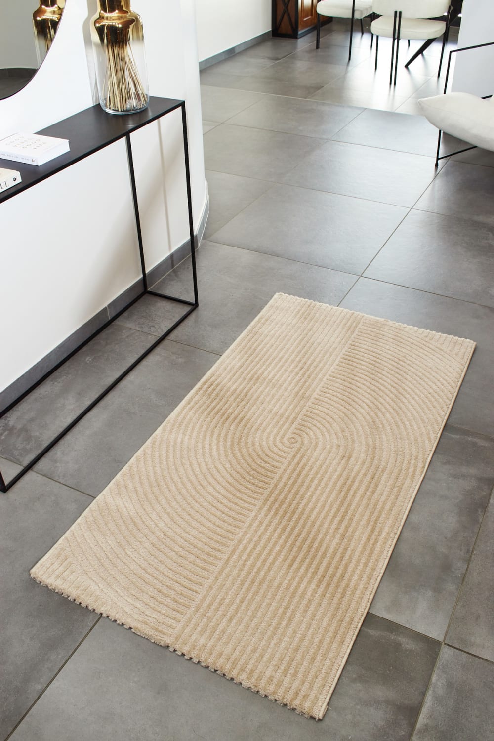Tapis motif en relief beige - 80x150 — vue 3