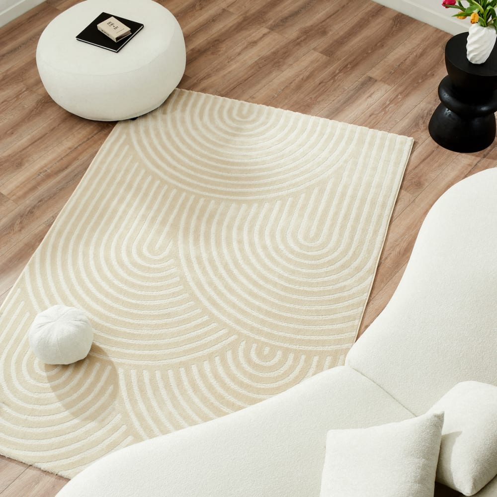 Arco de alfombra en relieve crema - 120x160