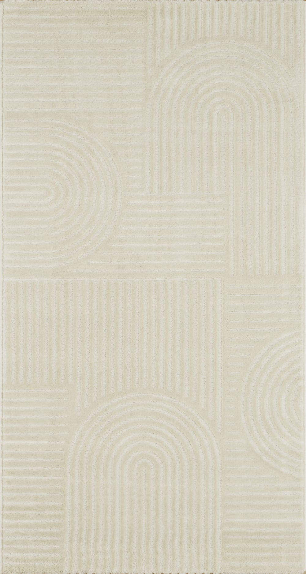 Nazar Cremefarbener Teppich mit erhöhtem Bogenmuster - 80x150 style modern Weiß Öko-Tex Zertifikat Pvc - Polyvinlychlorid