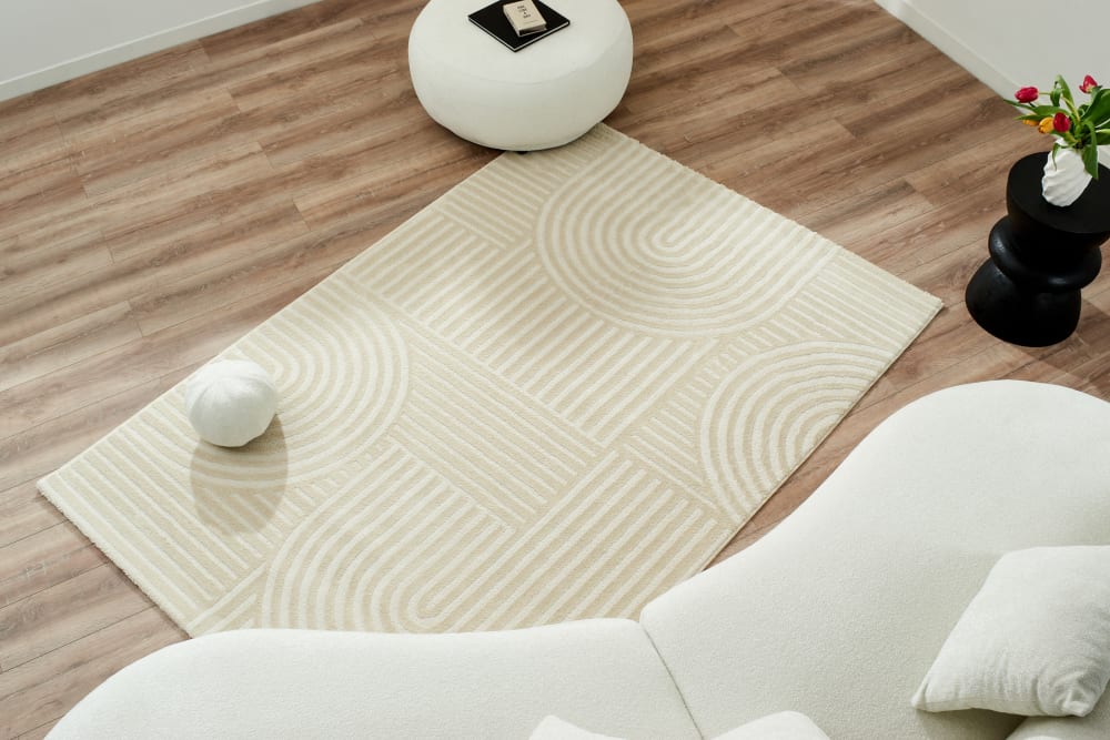 Tapis motif arc relief crème - 120x160 — vue 3