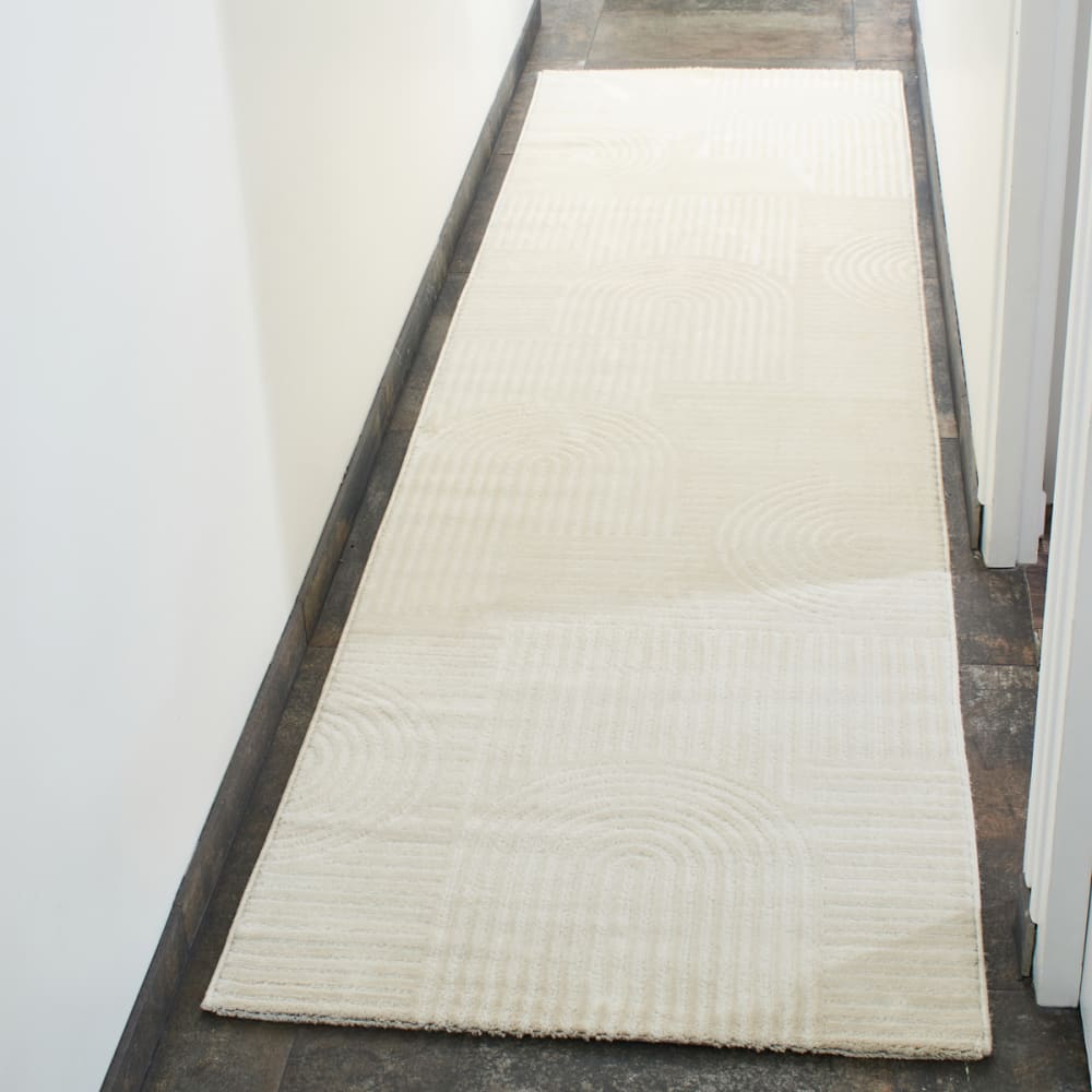 Alfombra con arco en relieve de color crema - 80x300