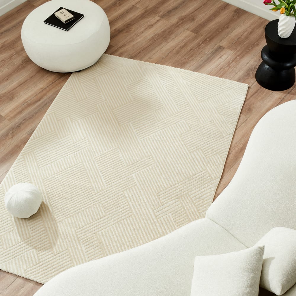 Alfombra geométrica crema - 160x230