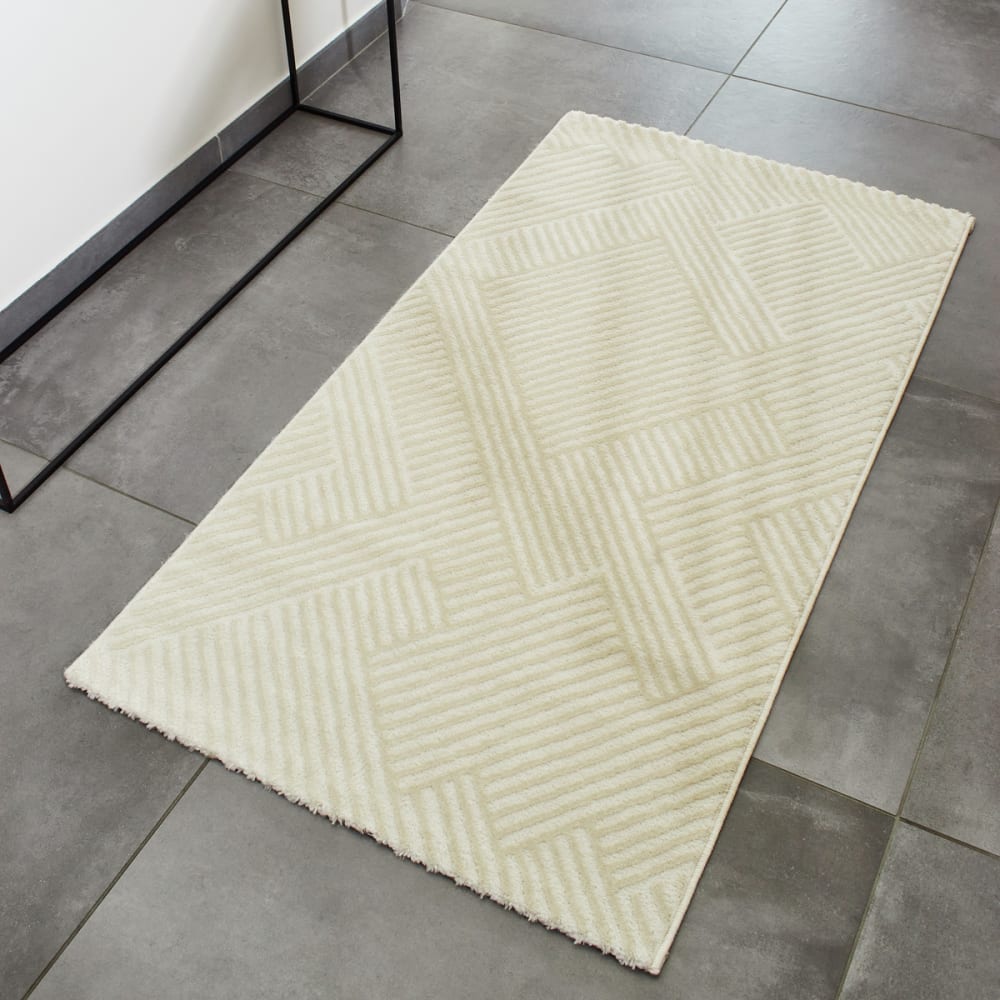 Nazar Cremefarbener Teppich mit geometrischem Muster - 80x150 style modern Weiß Öko-Tex Zertifikat Pvc - Polyvinlychlorid