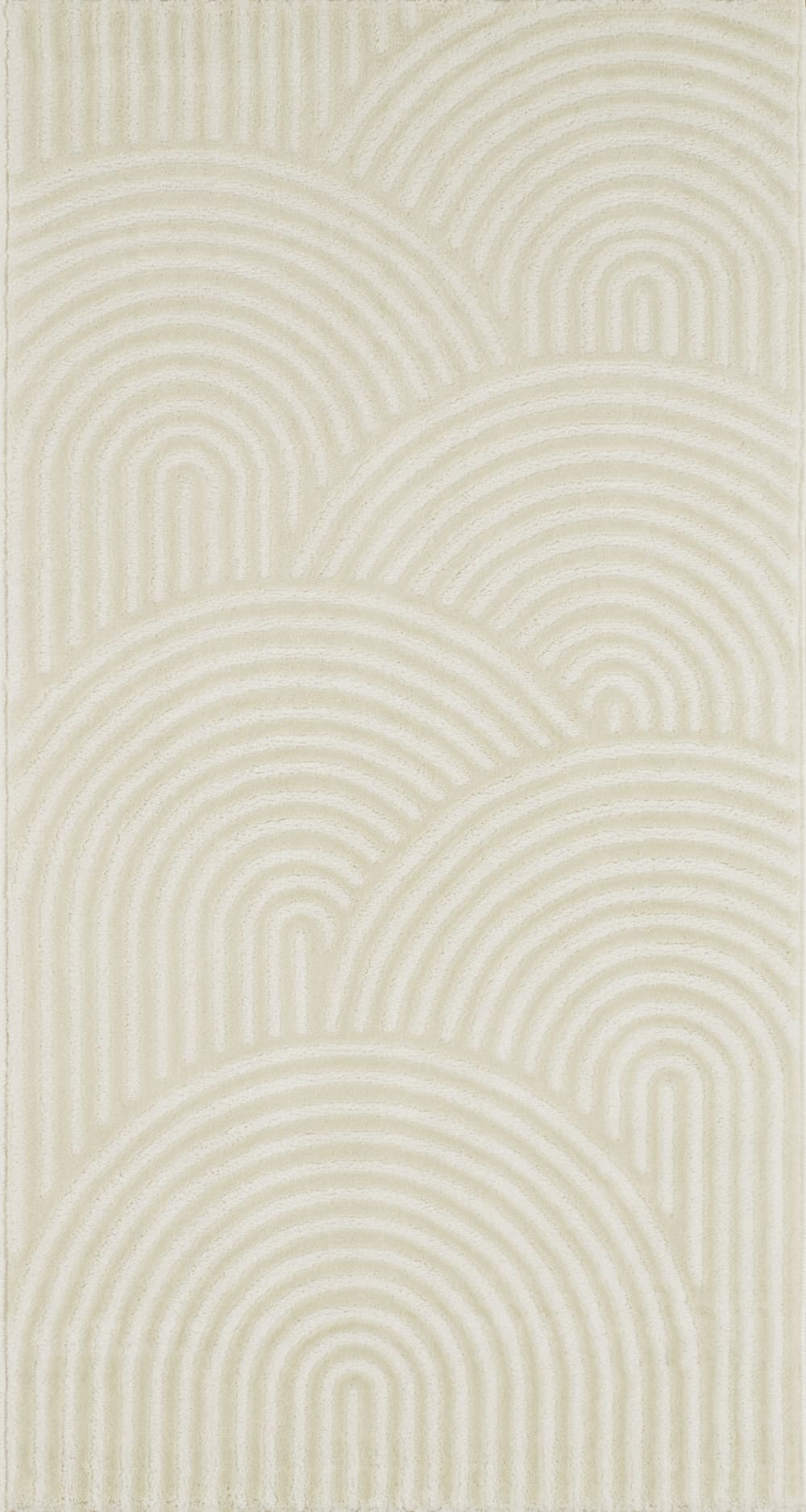 Tapis de couloir motif arc en relief creme - 80x150