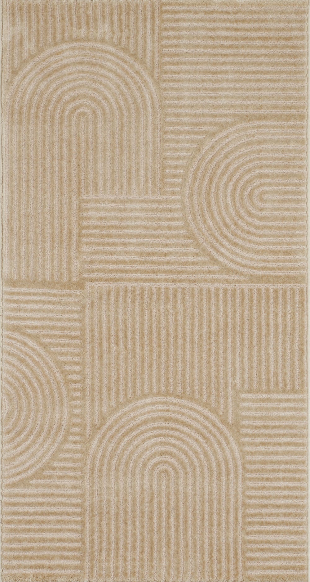 Tapis beige motif arc relief- 80x150