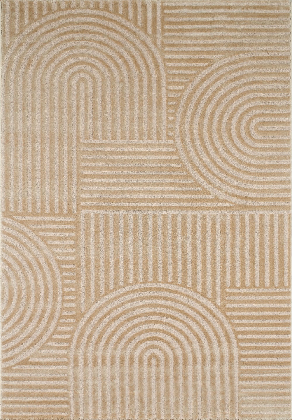 Beigefarbener Teppich mit erhöhtem Bogenmuster - 80x150 - Maisons