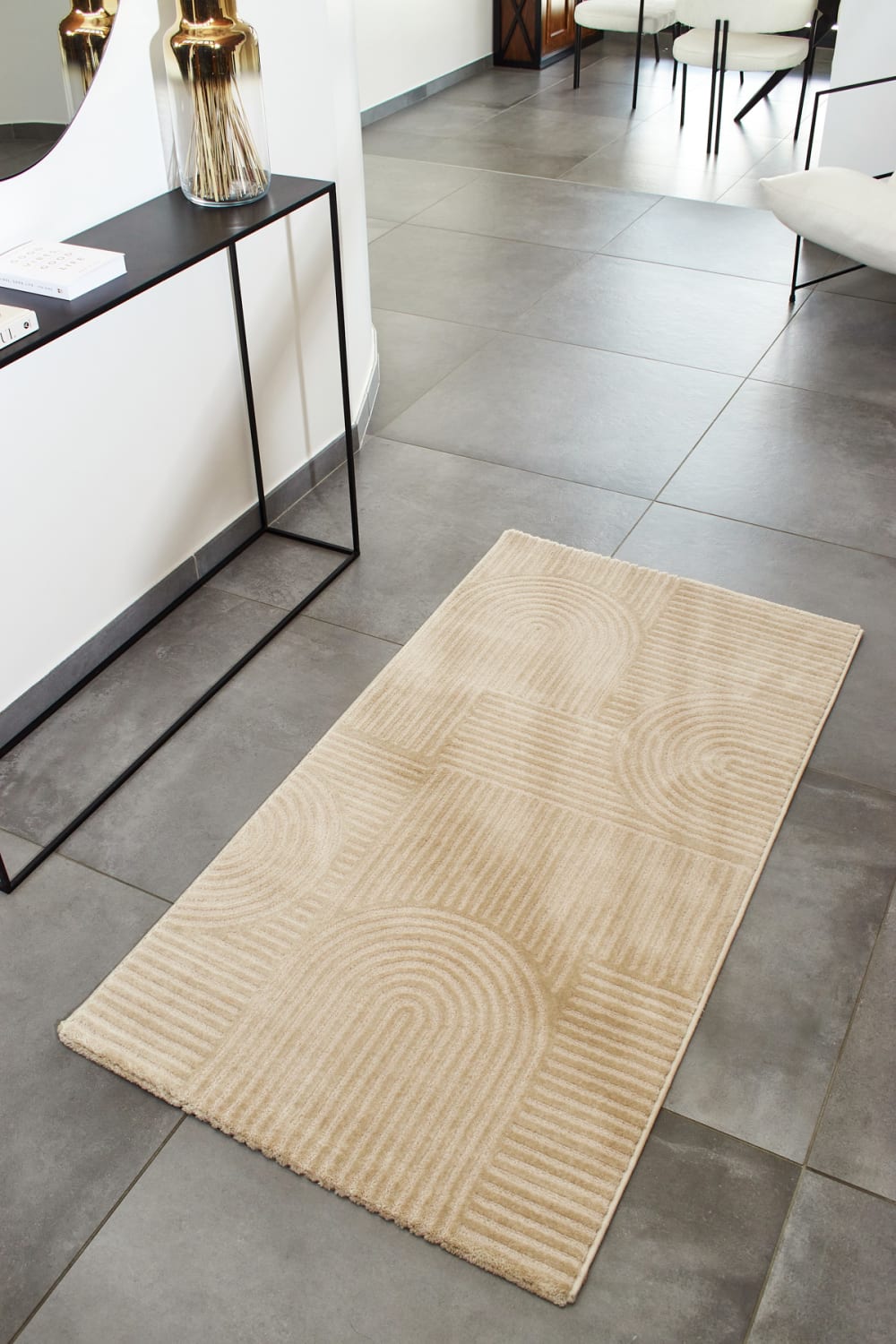 Tapis beige motif arc relief- 80x150 — vue 3