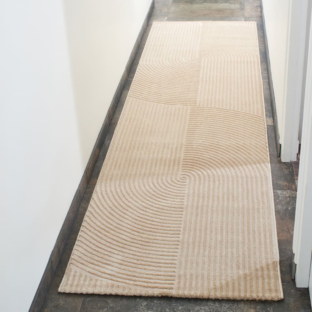 Alfombra beige en relieve - 80x300