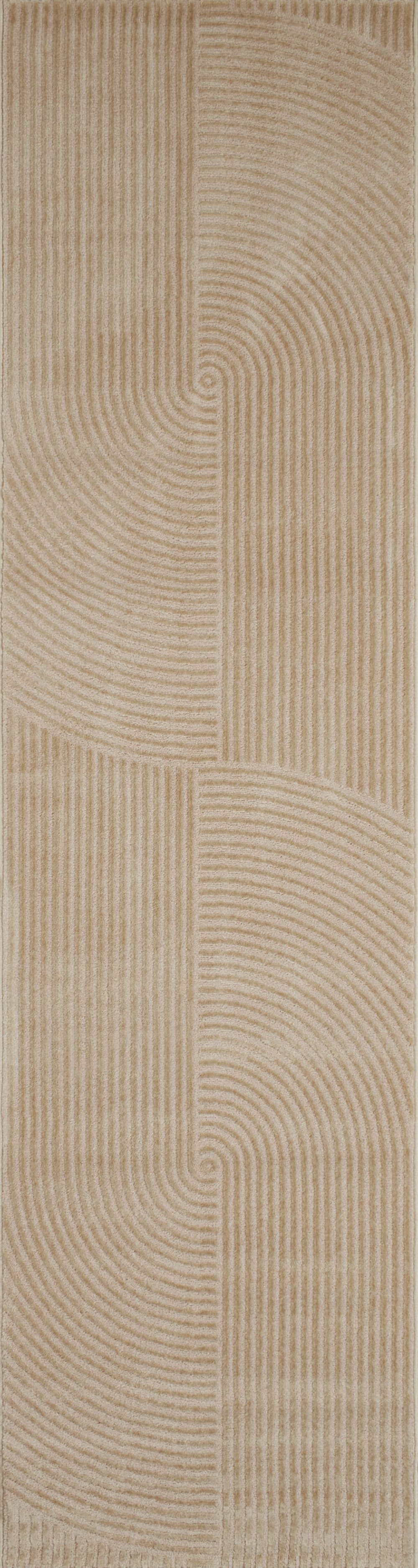 Tapis beige motif  en relief - 80x300