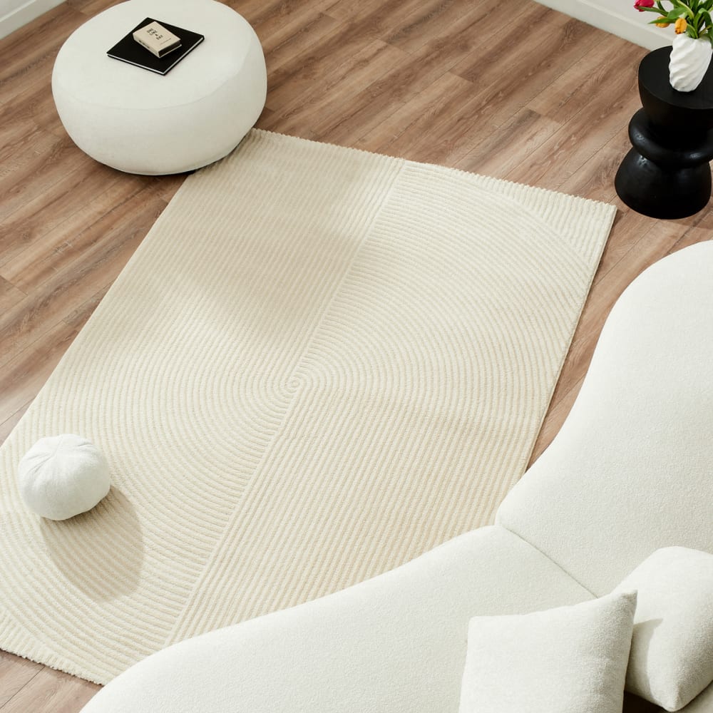 Alfombra en relieve crema - 120x160
