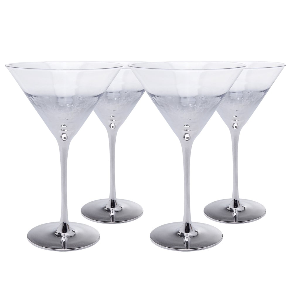 Kare Design Lot de 4 - verre à cocktail en verre argenté style contemporain