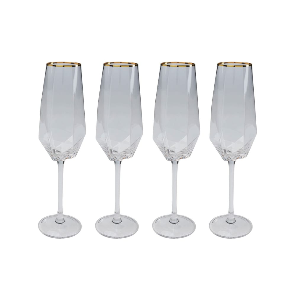 Lot de 4 - flûte à champagne en verre bord doré Lot de 4 - flûte à champagne en verre bord doré