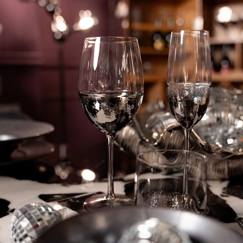 Lot de 4 - flûte à champagne en verre argenté - Maisons du Monde