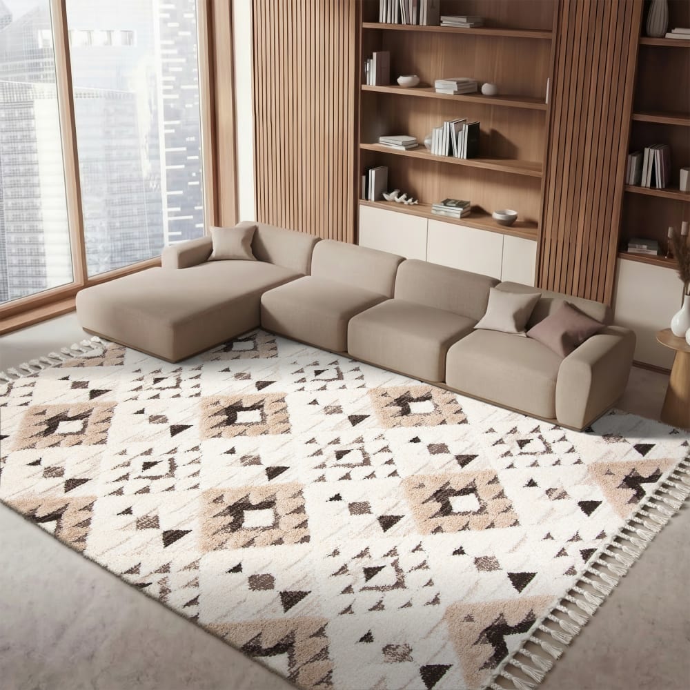 Tapis en polypropylène blanc/brun, 201 x 279 cm — vue 4