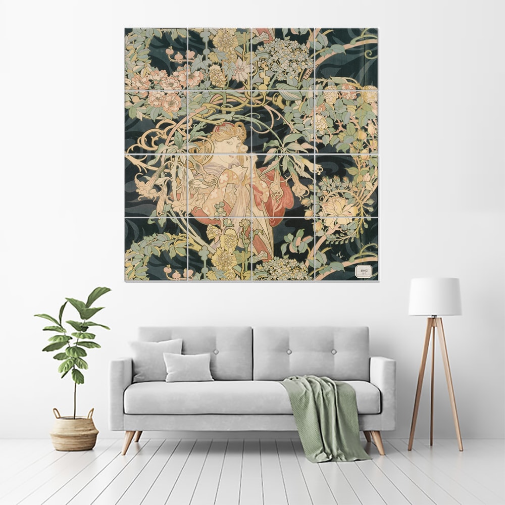 Tableau Femme à La Marguerite - Alphonse Mucha 200x200cm - Maisons du Monde