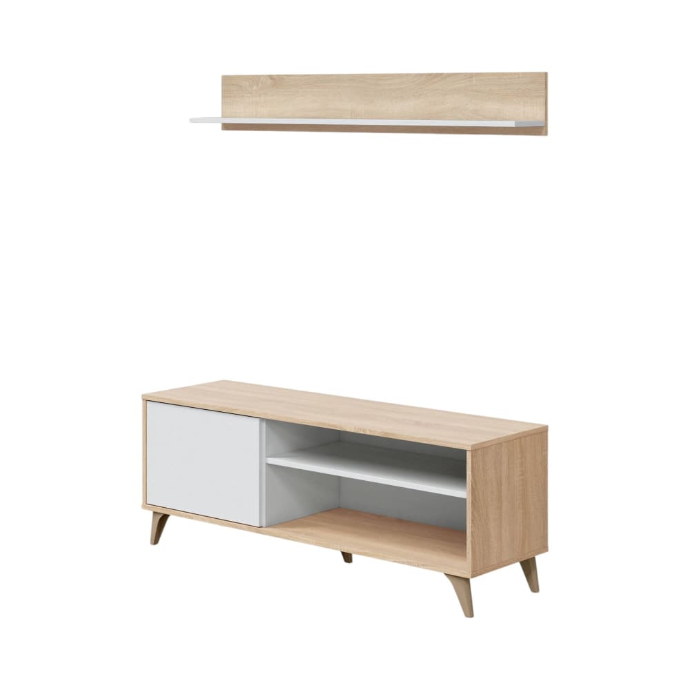 Meuble TV effet bois beige 135x40 cm