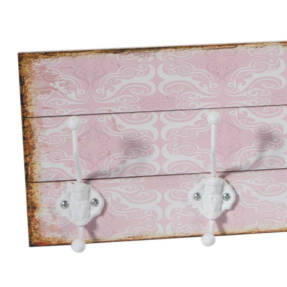 Percha madera 7 ganchos forja blanca rosa claro 93.5x11x20h cm - Maisons du Monde