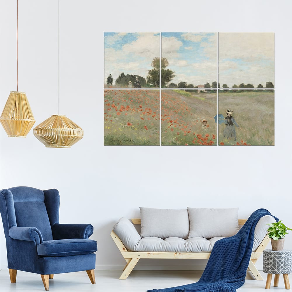 Tableau Le Champ Des Coquelicots - Claude Monet 100x150cm