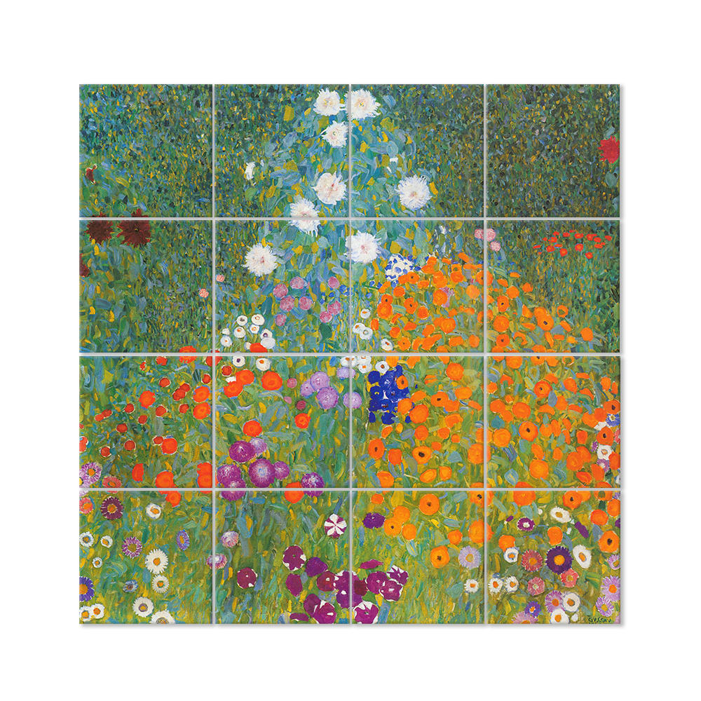 Quadro Multipannello Giardino Fiorito - Gustav Klimt cm 200x200 (16 x) - Multicolore - LEGNO