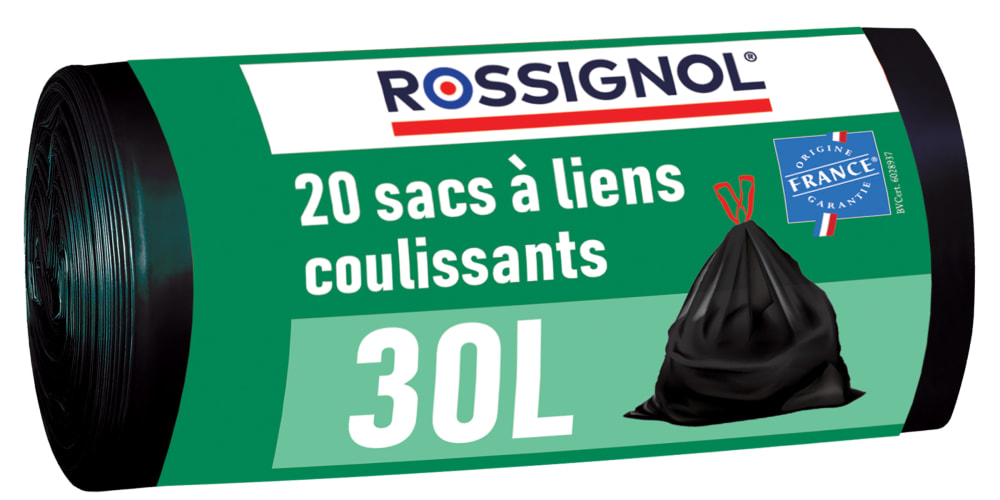Rossignol Lot de 20 sacs-poubelle 30l style classique chic Noir Pes - Polyester