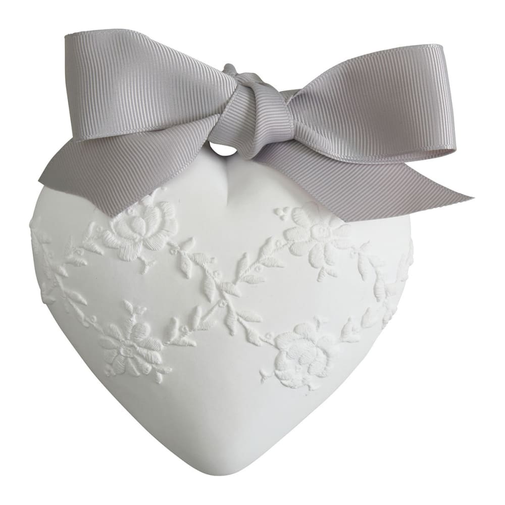 Mathilde M Grand cœur parfumé brodé - fleur de coton Blanc Porcelaine