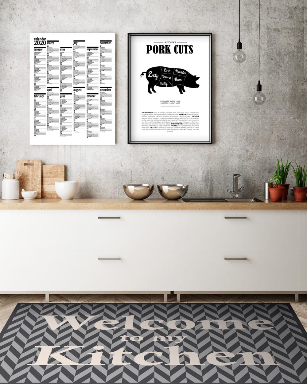 Alfombra vinílica cocina bienvenido a mi cocina gris 100x140 cm - Maisons du Monde