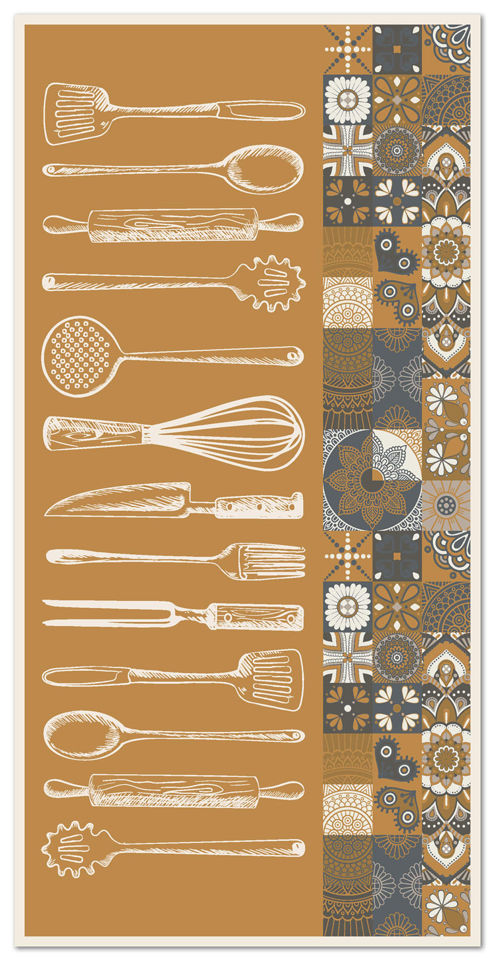 Alfombra vinílica cocina utensilios cocina naranja 40x80 cm
