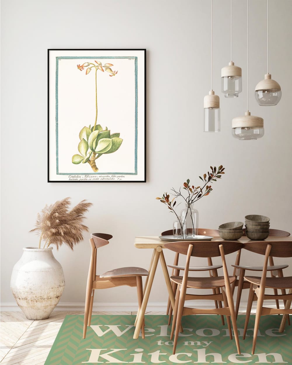 Tapis vinyle cuisine bienvenue dans ma cuisine vert 120x170cm — vue 4