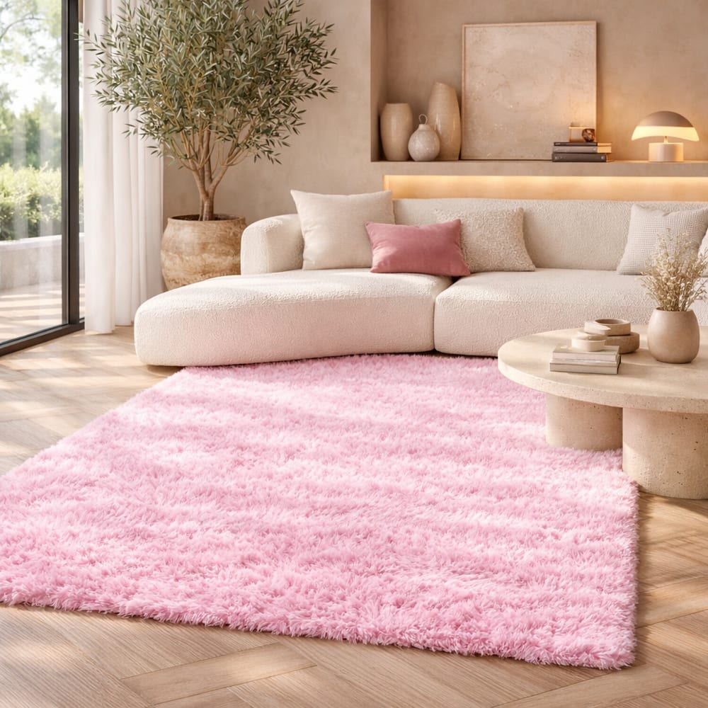 Tapis tout doux imitation fourrure rose 160x230 — vue 3