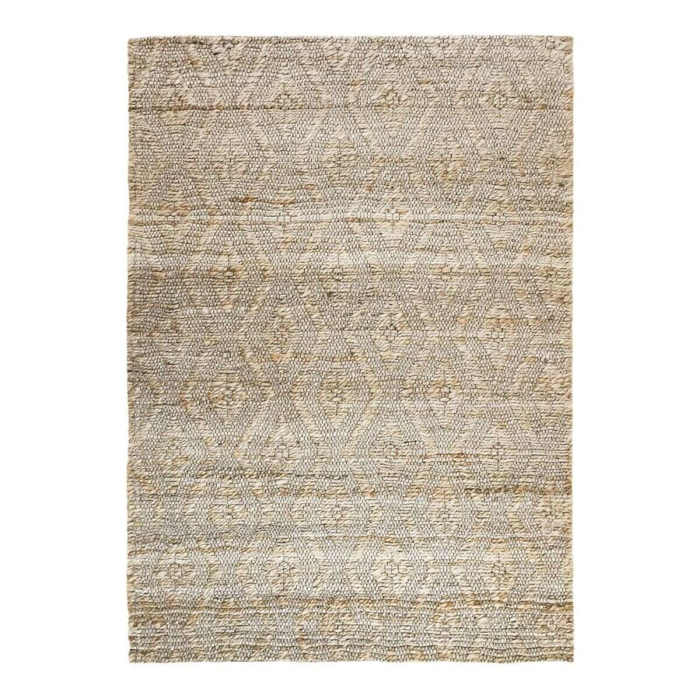 Tapis tressé en jute motifs losanges en relief naturel 160x230