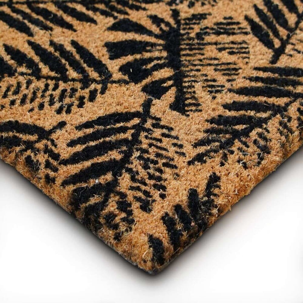 Paillasson en fibre de coco motif fougères naturel et noir 60x40 — vue 4
