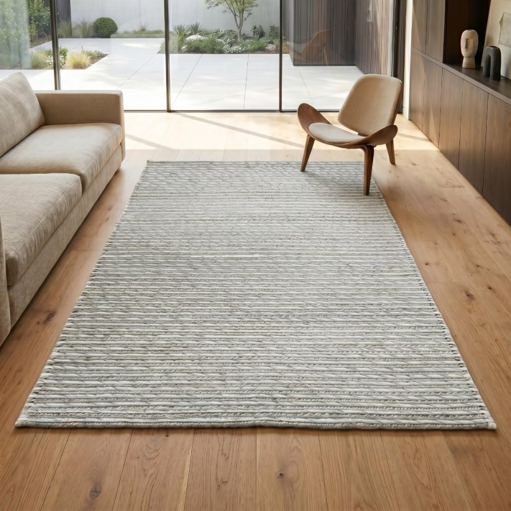 Tapis en laine, jute et coton tresse naturel 160x230