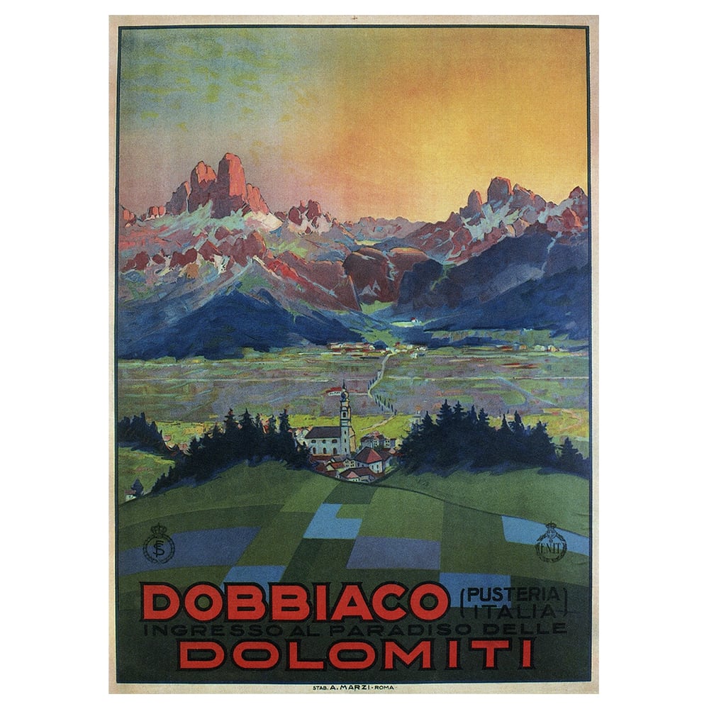 Poster turistico Dobbiaco Dolomiti cm. 50x70 - Multicolore - PES - Poliestere