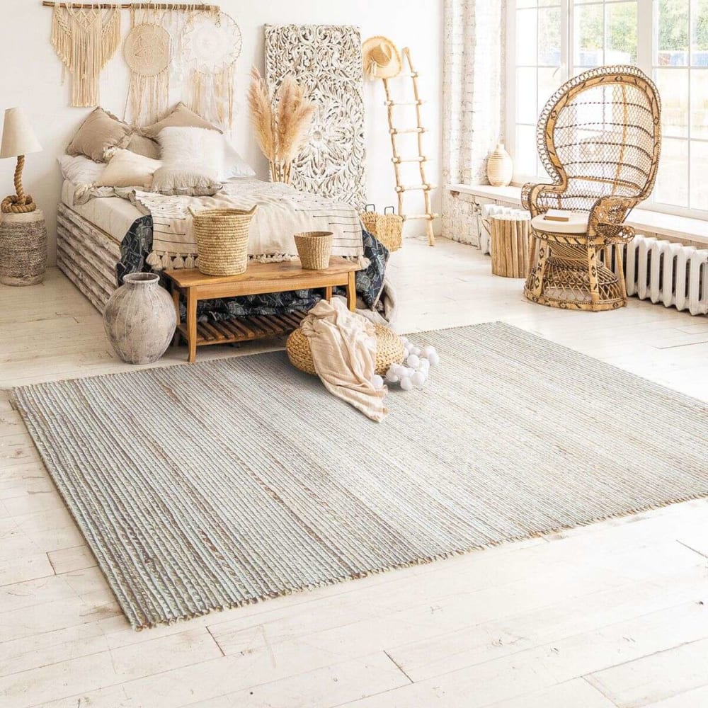 Tapis tissé et tressé en jute et coton naturel 160x230 — vue 3
