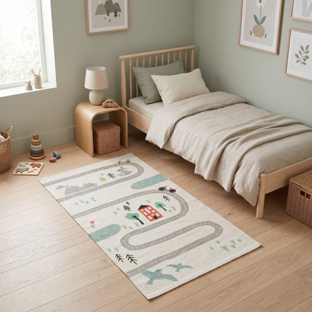 The Deco Factory Kinderteppich Baumwolle Rennbahn bunt 60x120 cm style landhaus MEHRFARBIG BAUMWOLLE Kinder