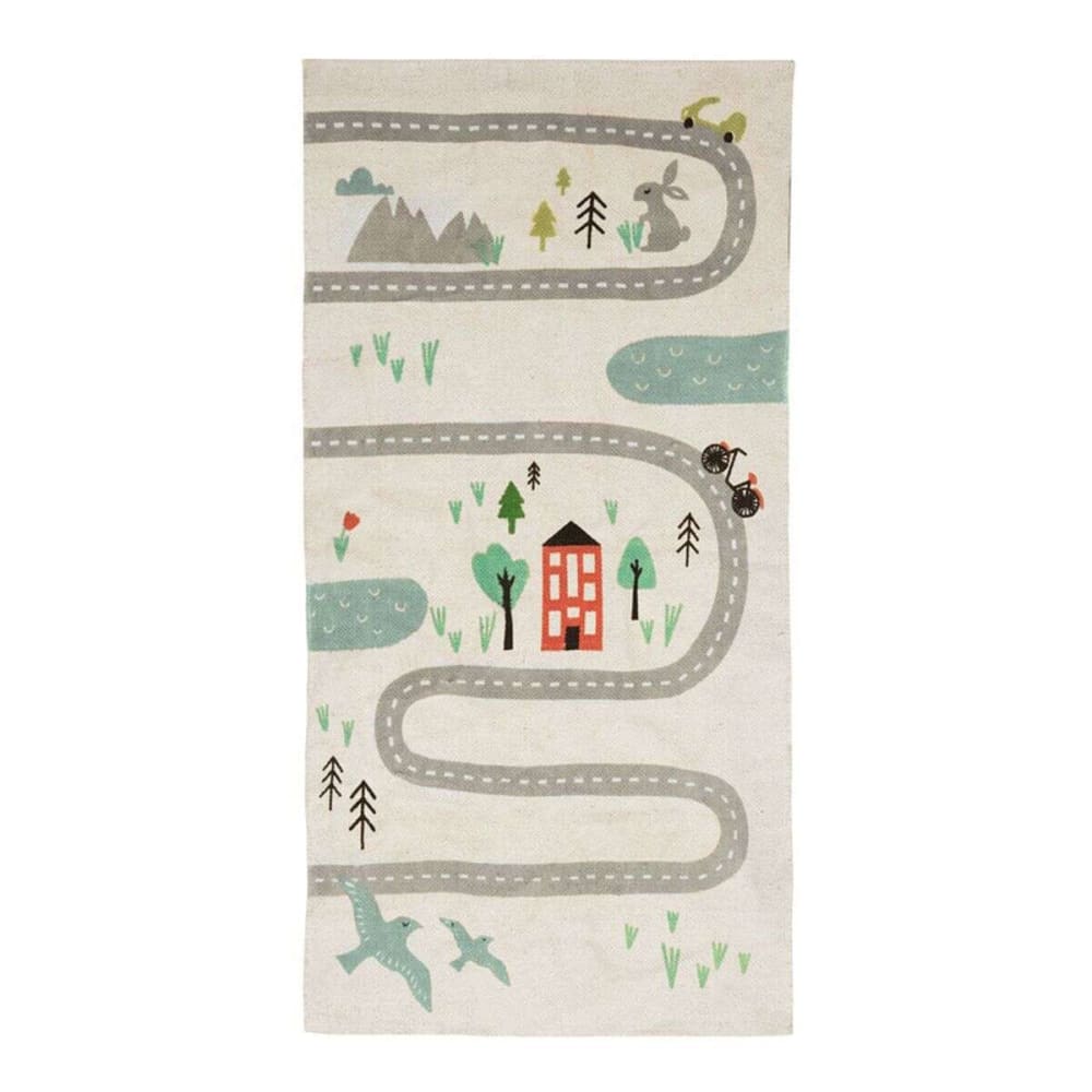 Tapis enfant en coton circuit de voiture multicolore 60x120