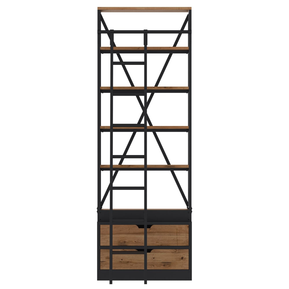 Maison Pavane Kleine Bibliothek 86 cm aus Holz und Metall style industrial Braun Holz